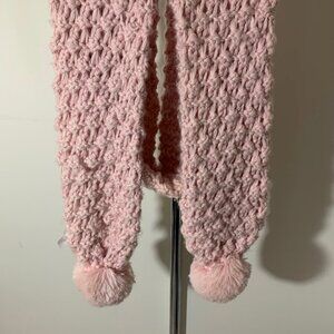 Juicy Couture Pink Wool Scarf with Pompoms